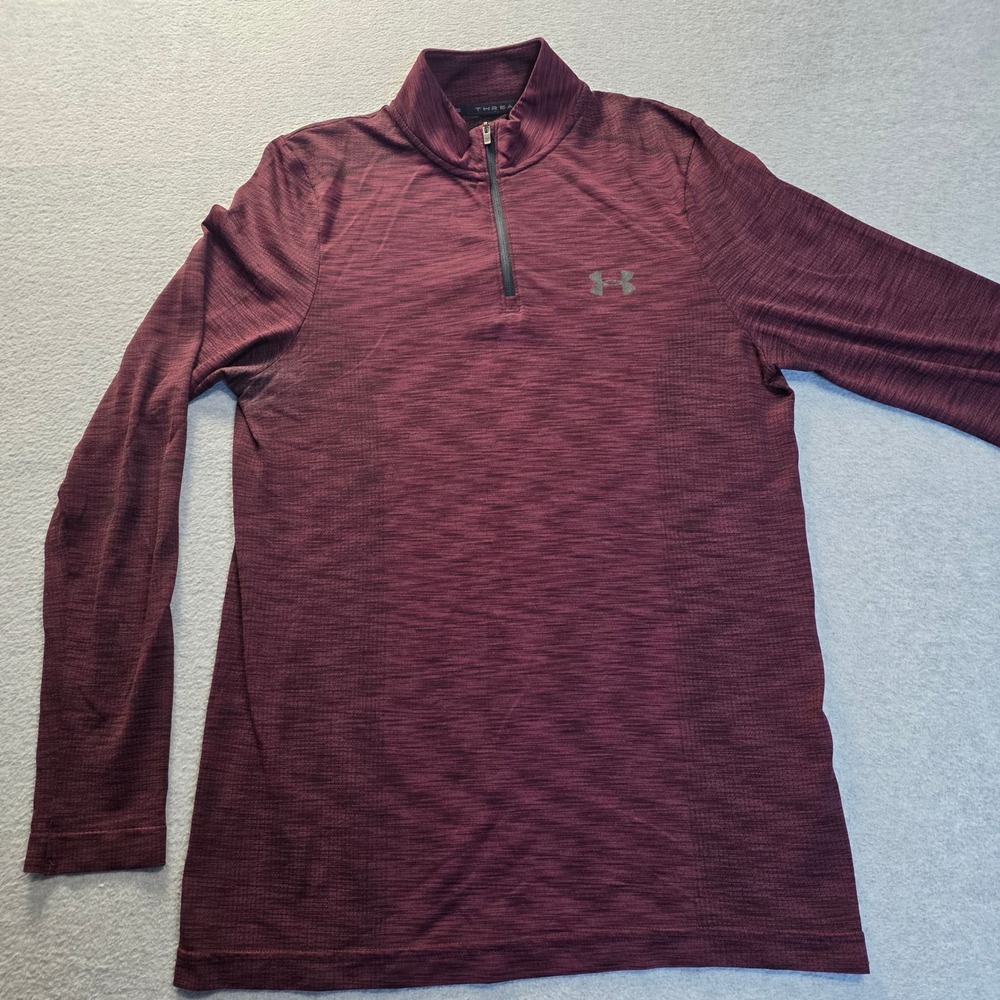 Under Armour Threadborne Mens Medium 1/4 Zip Pullover Maroon HeatGear Fitted
